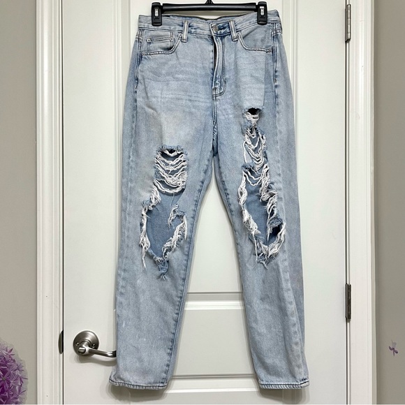 American Eagle Outfitters Denim - AE Light Wash Distressed Blown Out Hi Rise Mom Jeans